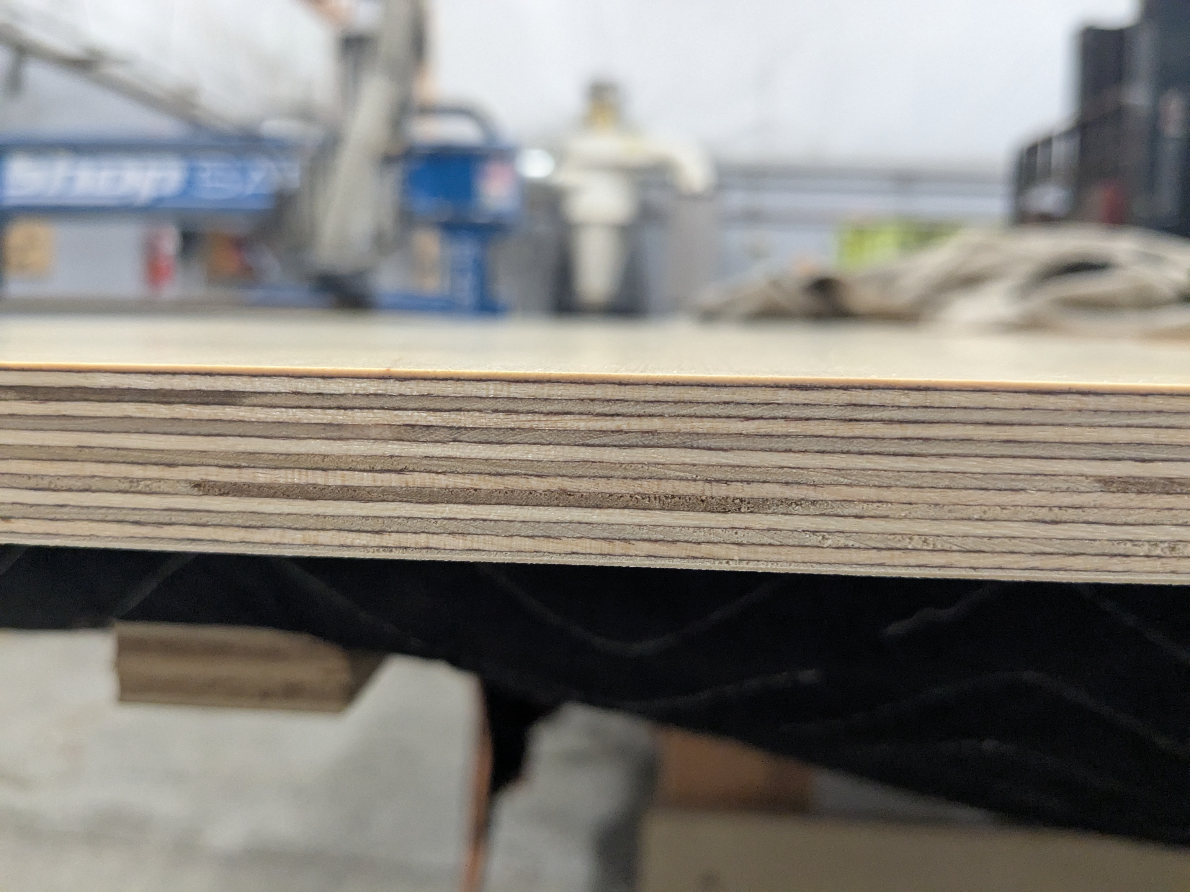 Close-up of Baltic birch plywood edge grain.