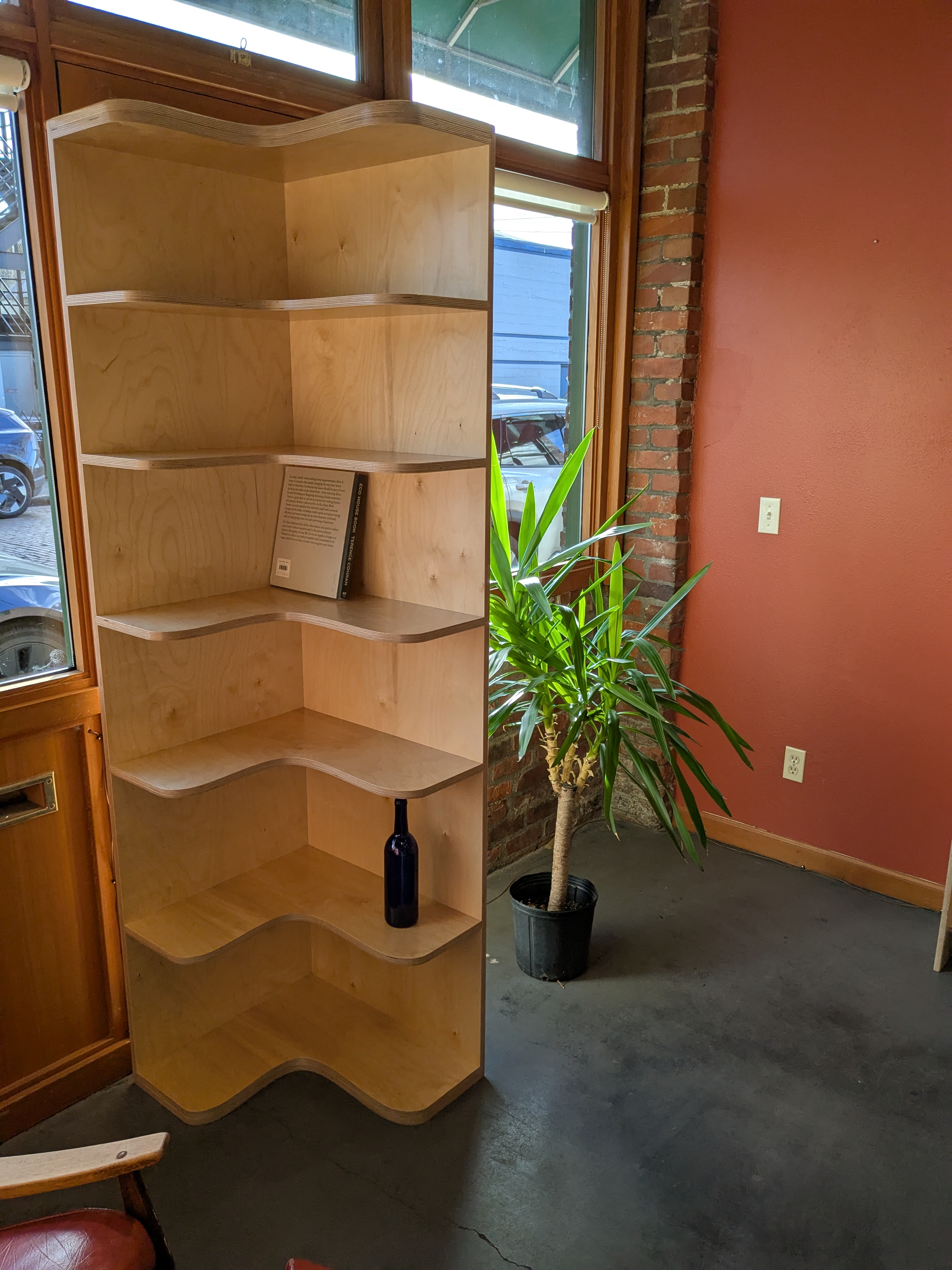 Custom corner shelf for family room, office, pantry, or closet